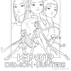 Poster Pemburu Setan Kpop – halaman mewarnai
