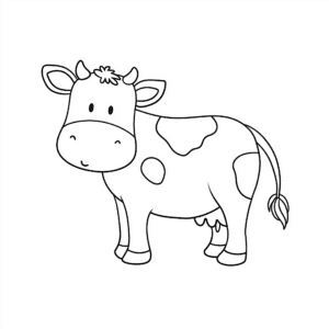 Página para colorir com vaca simples – desenho para colorir