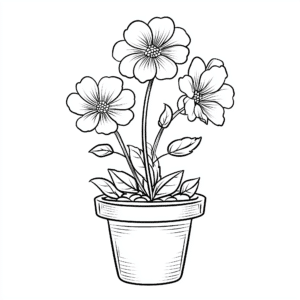 flores em um vaso – desenho para colorir