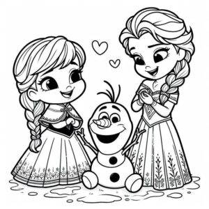 Malá anna elsa a olaf – kolorowanka