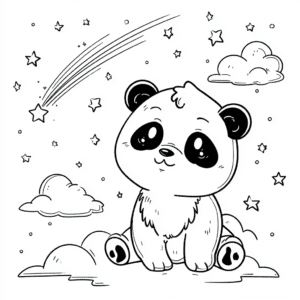 panda in komet – pobarvanka