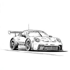 Mașină de curse Porsche – fișă de colorat