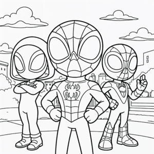 spidey přátelé hrdinové – omalovánka
