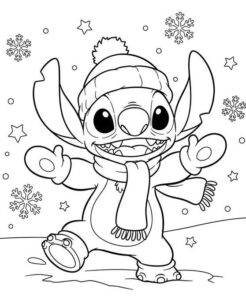 Stitch na snegu – pobarvanka
