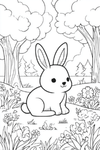 Hase im Wald – Malvorlage