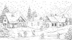 Winterlandschaft – Malvorlage