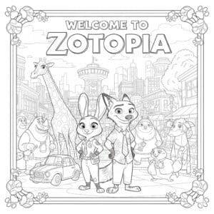 Zootopia mesto – Malvorlage