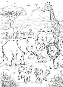 Animalele Africii – fișă de colorat