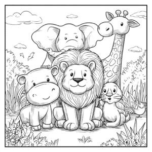 Animale din Africa Pagina de colorat