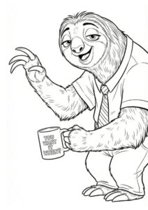 Zootropolis leniwiec Flash w toalecie – kolorowanka