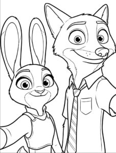 Nick Wilde i Judy Hopps Zootopia Zootropolis 2 kolorowanka