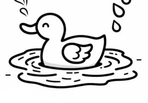 Ente im Wasser – Malvorlage