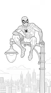 spiderman na lampě – omalovánka
