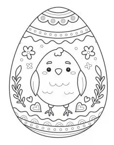 Telur Paskah dengan anak ayam – halaman mewarnai