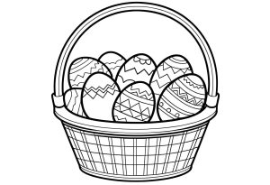 Keranjang Paskah dengan telur – halaman mewarnai