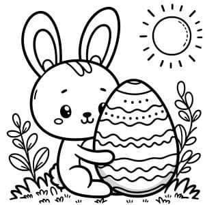 Kelinci dan telur Paskah – halaman mewarnai