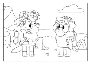 Bluey dan Jack sebagai tentara – halaman mewarnai