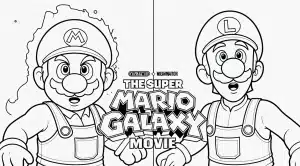 Filme Super Mario e Luigi galáxia – desenho para colorir