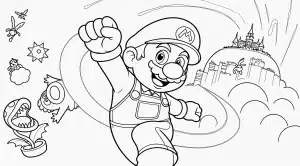 Filme intergaláctico do Super Mario – desenho para colorir