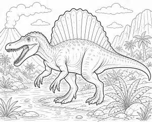 Velký Spinosaurus u řeky – omalovánka