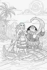 Viana e Maui – desenho para colorir