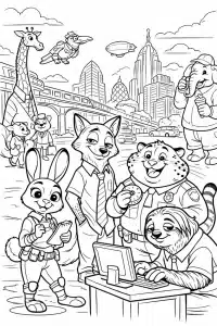 Animais de Zootropolis – desenho para colorir