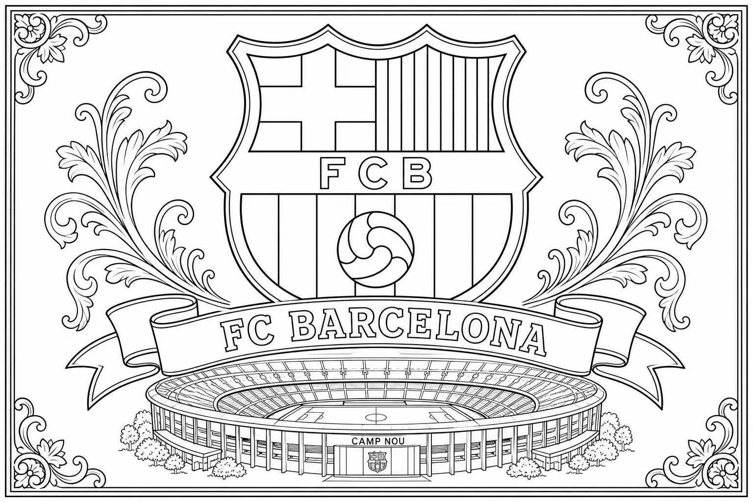 FC Barcelona – sigla clubului – carte de colorat