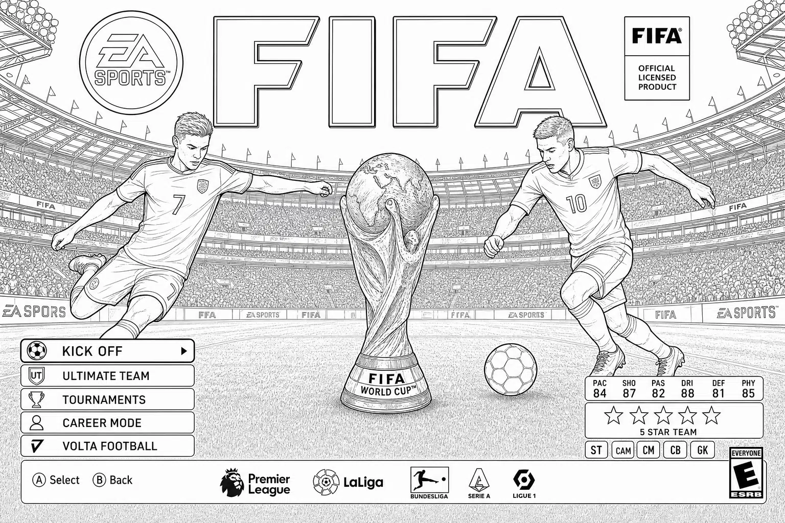 FIFA game – realistic colouring page