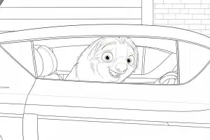 Flash di dalam mobil Zootropolis – halaman mewarnai