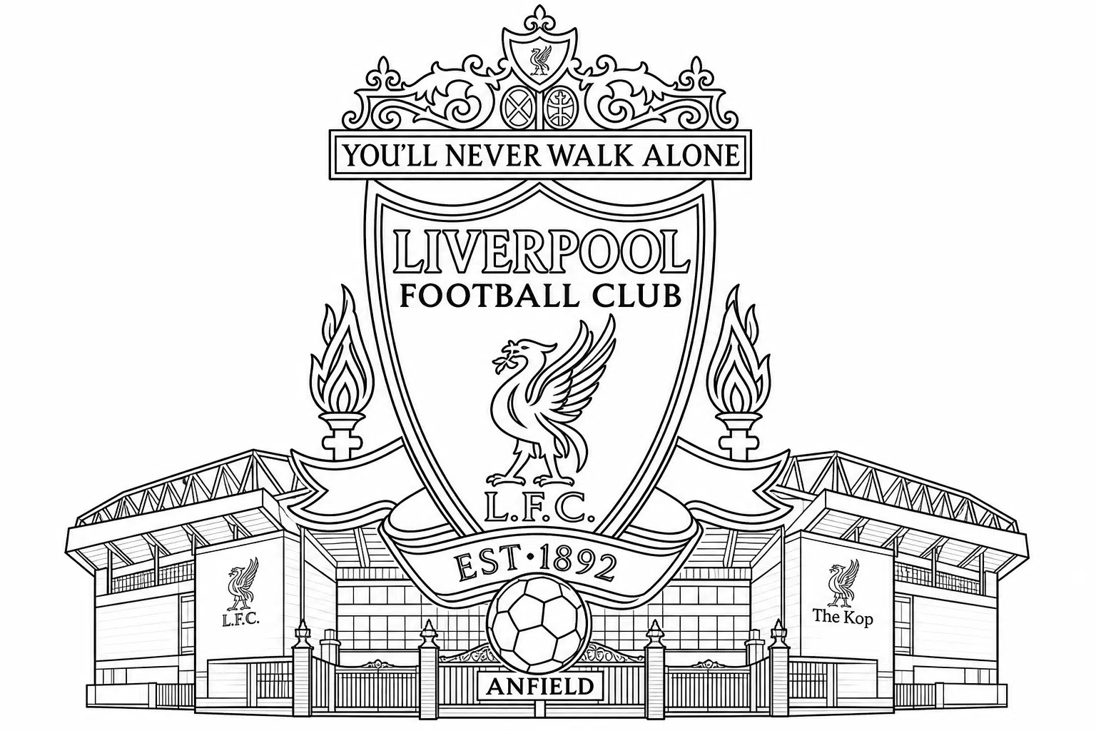 Liverpool FC – sigla clubului – carte de colorat