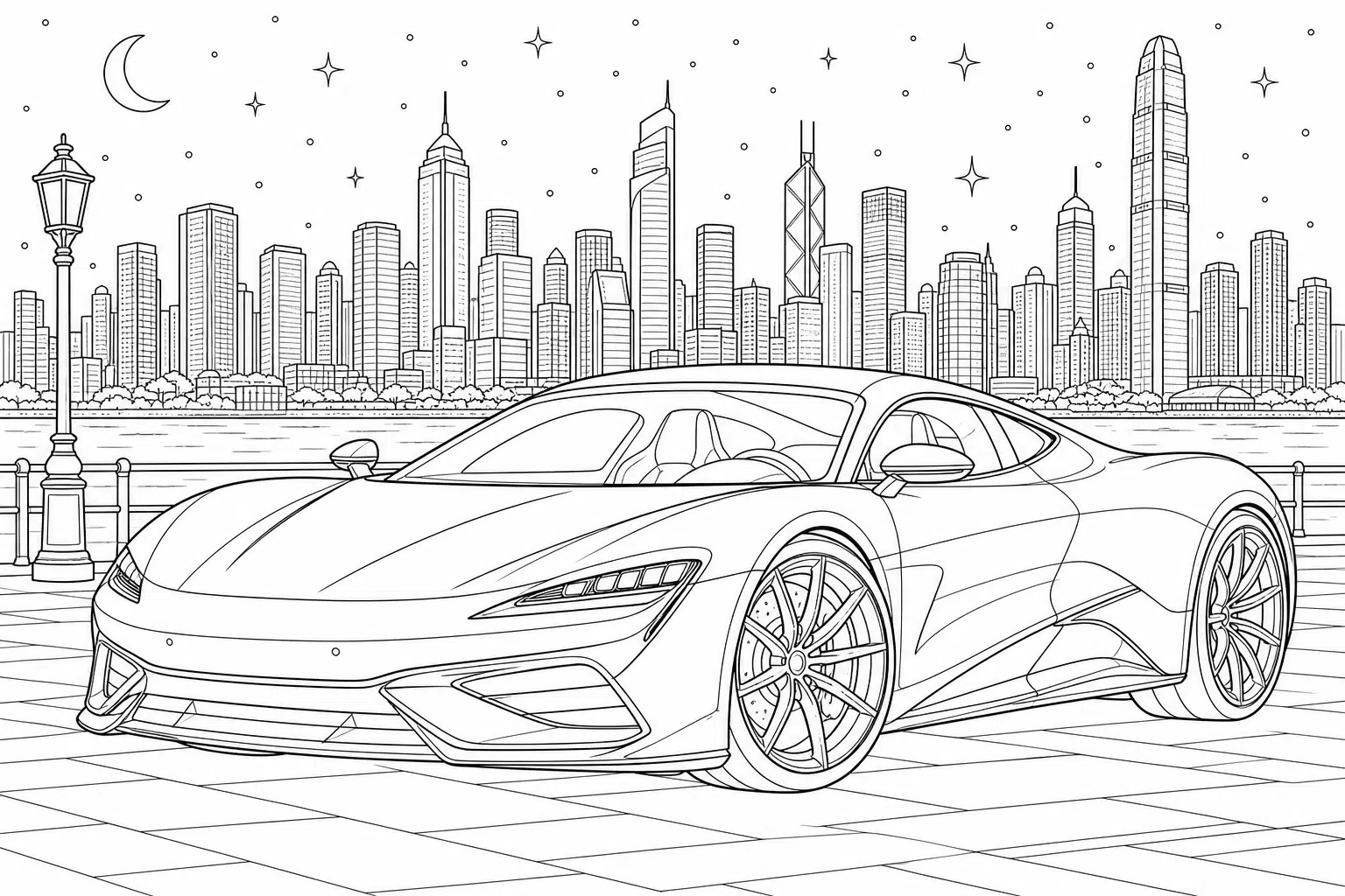 Mașină sport de lux nouă – fișă de colorat