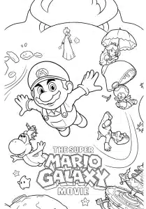 Novo filme Super Mario Galactic – desenho para colorir