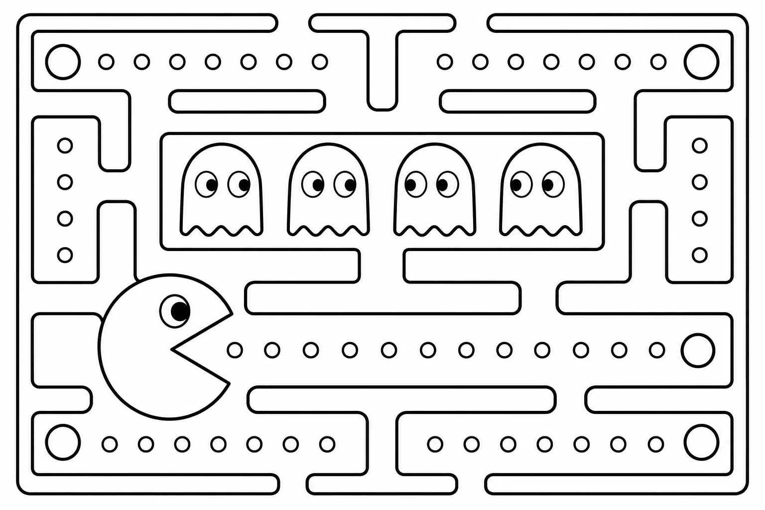 Pac-Man arcade colouring page