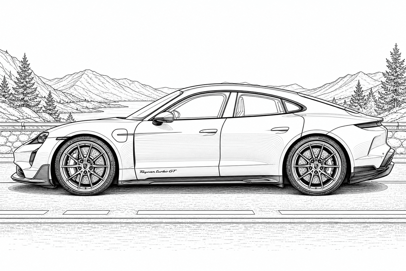 Porsche Taycan Turbo GT – colouring book