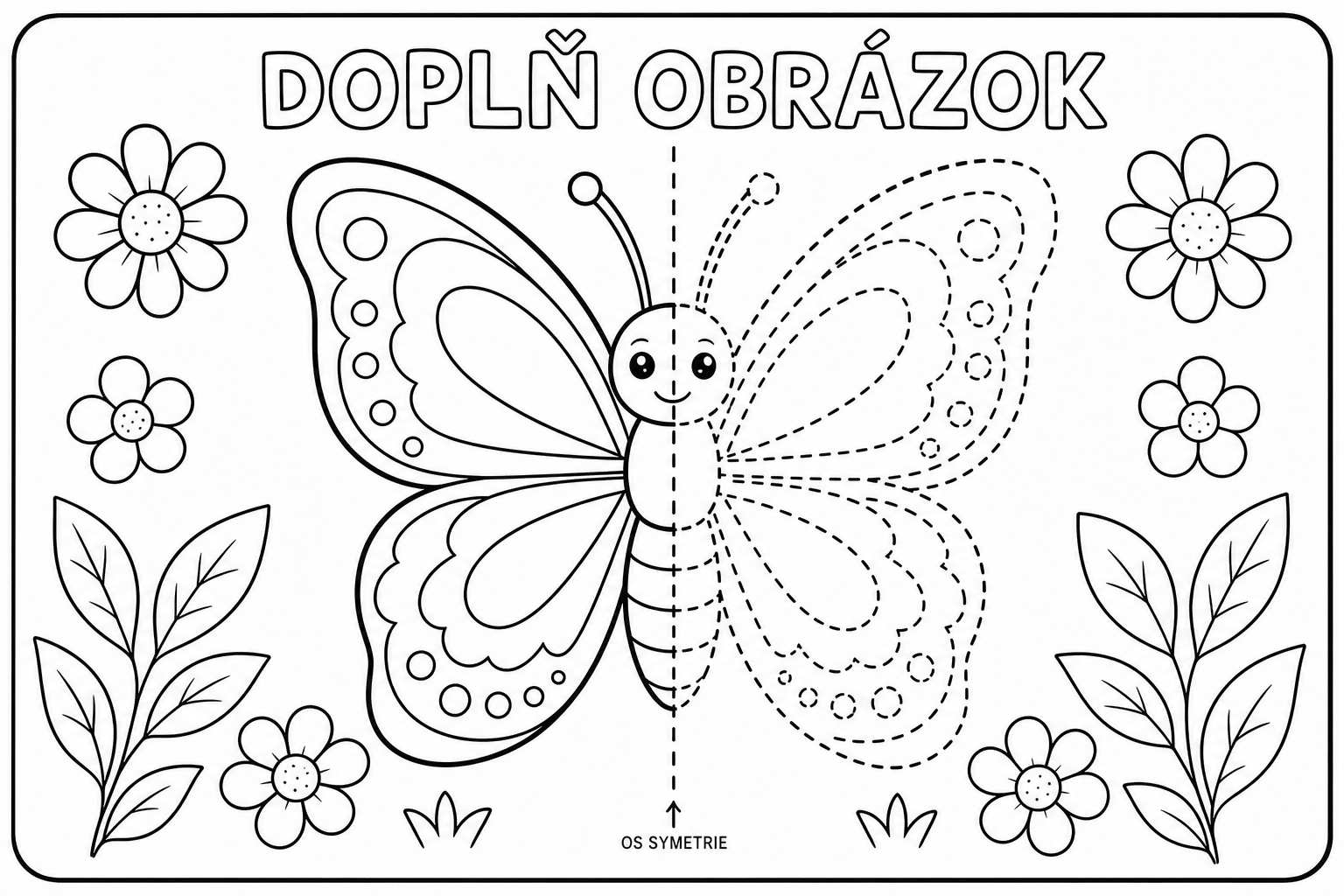 Fill-in-the-blank – butterfly – colouring page