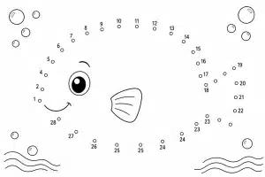 Fish: Connect the Dots – Colouring Page