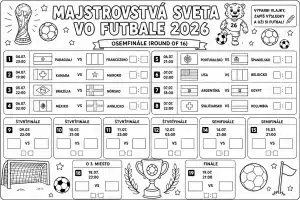FIFA 2026 – programul fazei eliminatorii (de la optimile de finală până la finală) – carte de colorat