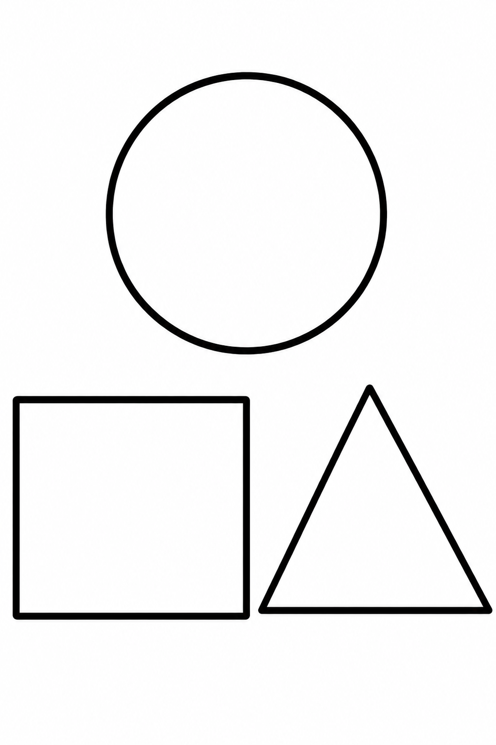 Circle, square and triangle – colouring page